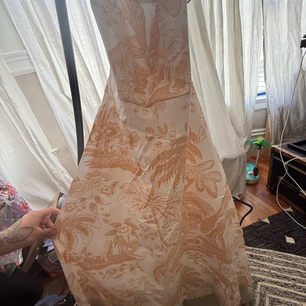 STAUD Spaghetti Strap Dress - Cream and Tan - Picture 10 of 10
